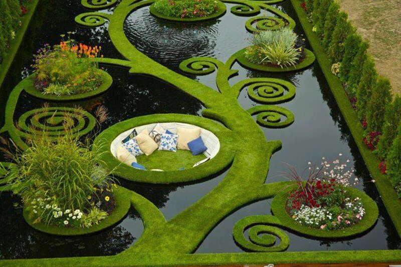 Ornamental Garden Pond — Green