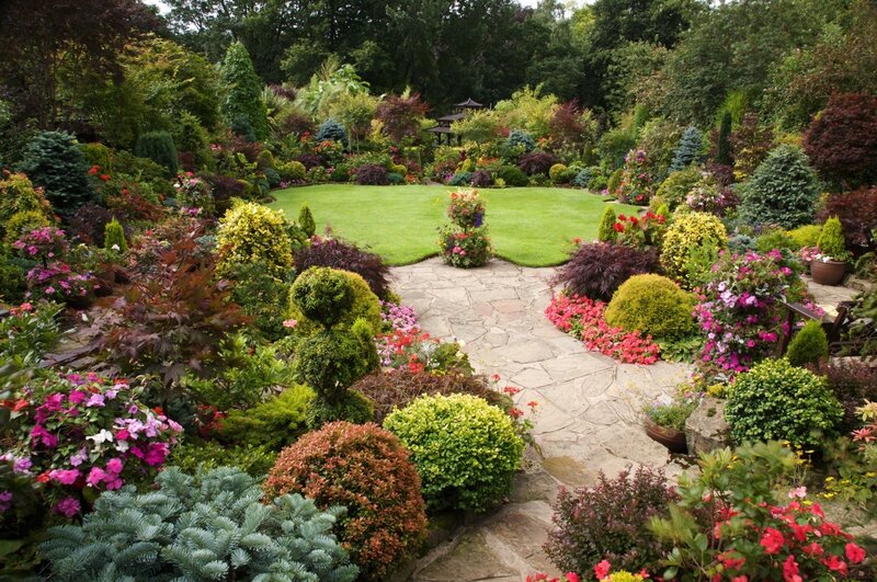 Ornamental Garden with Stone Path