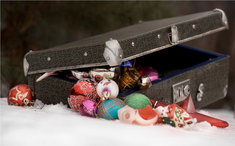 Ornaments in Suitcase