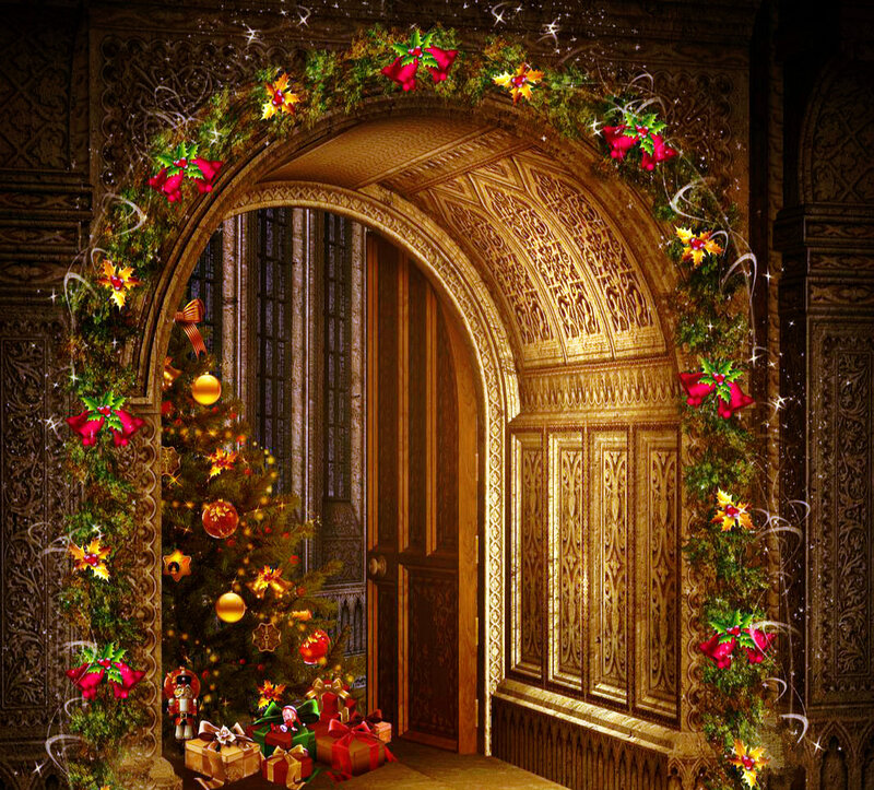 Ornate Archway with Christmas Tree