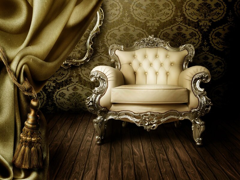 ornate armchair in elegant room
