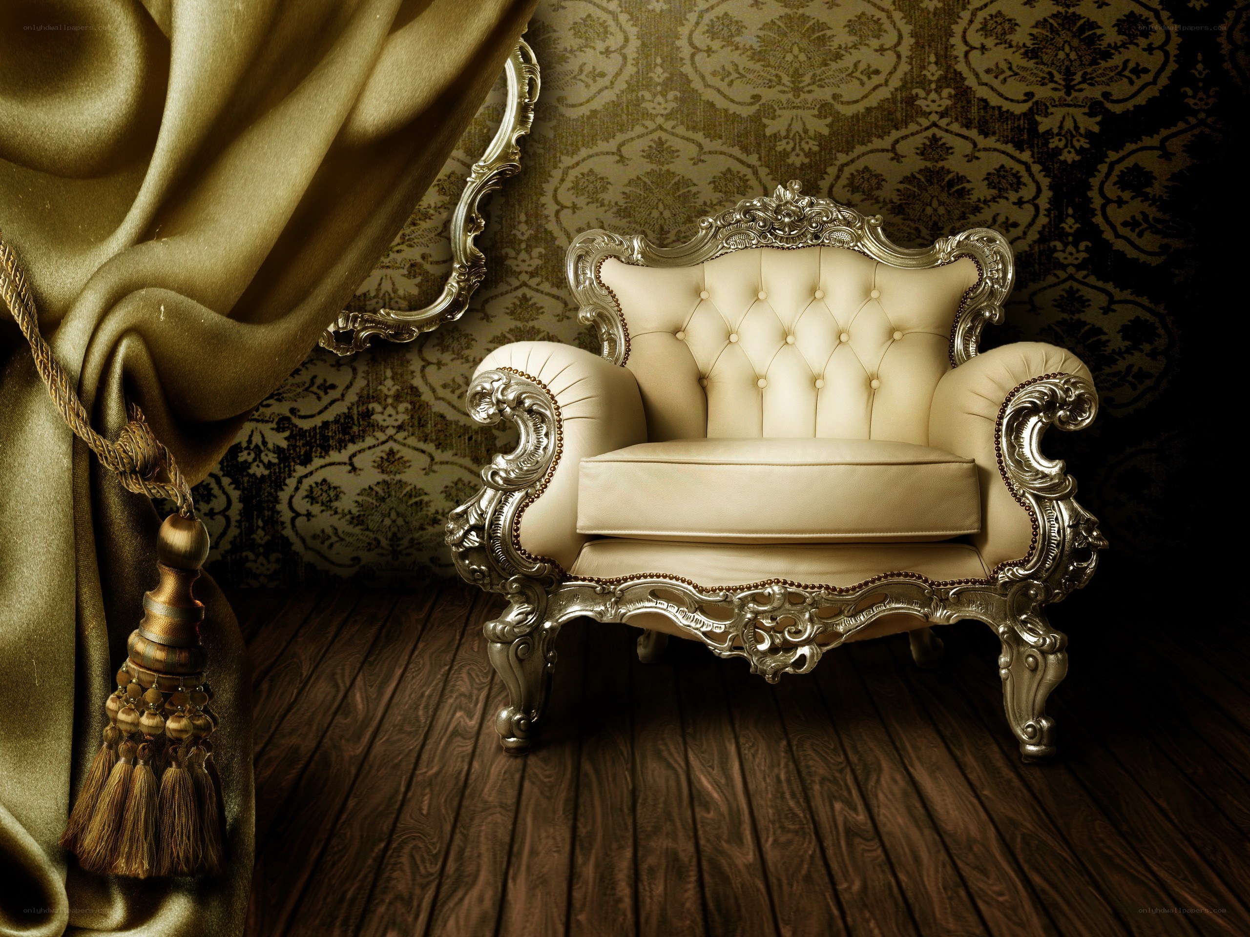 ornate armchair in elegant room
