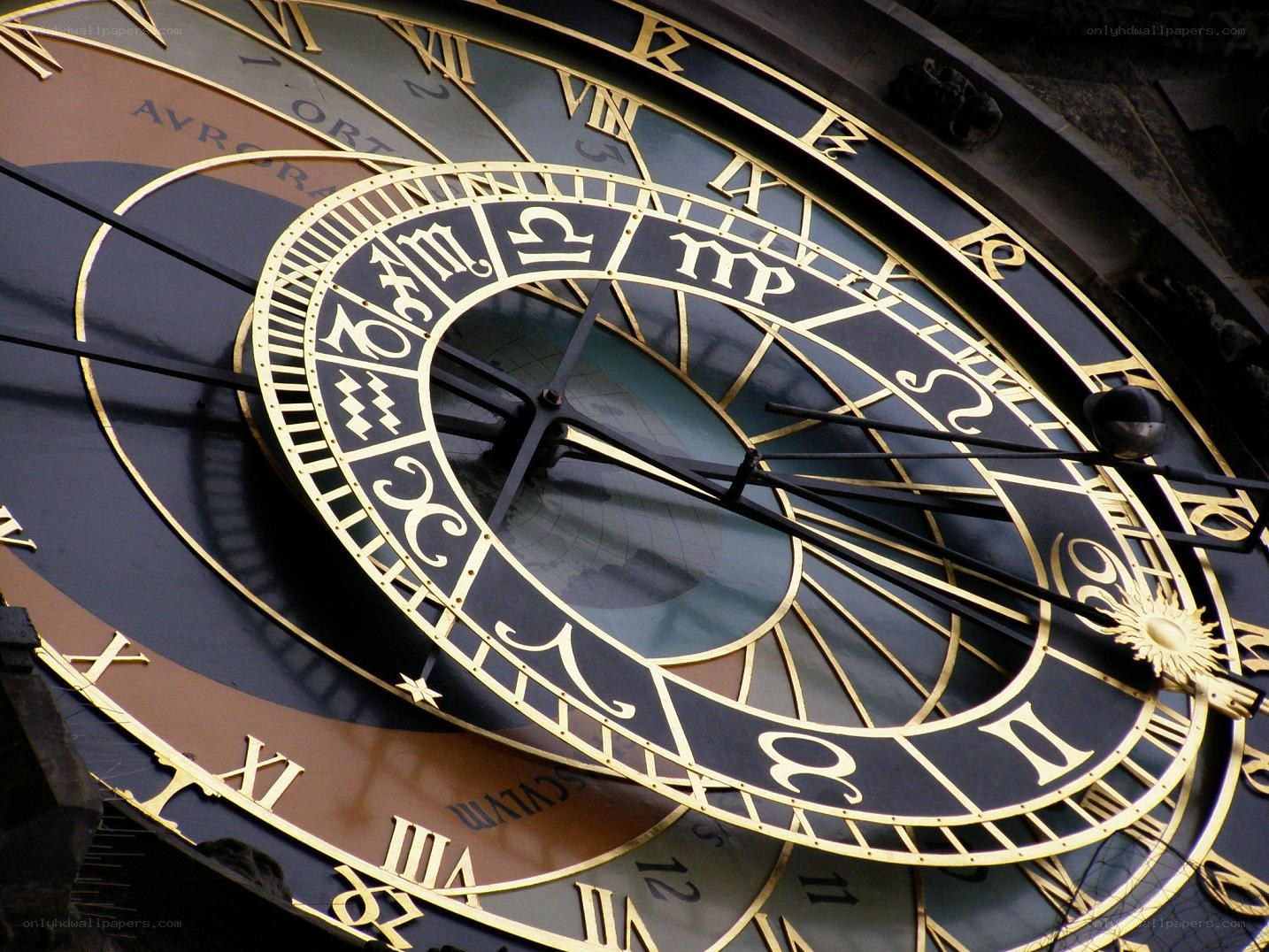 Ornate astronomical clock face