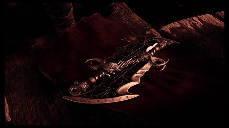 Ornate Axe on Wood