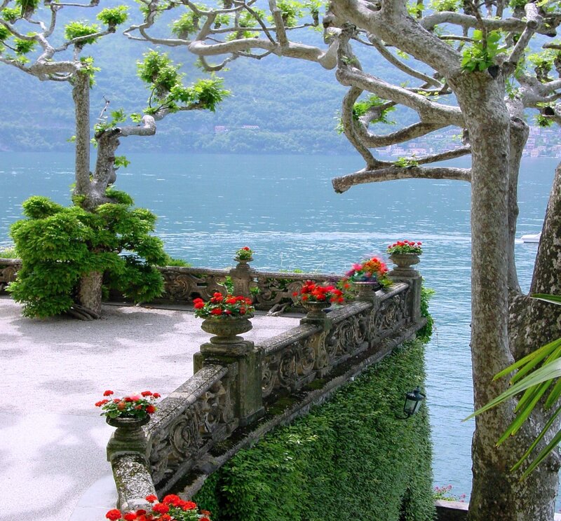 Ornate Balcony Overlooking Lake