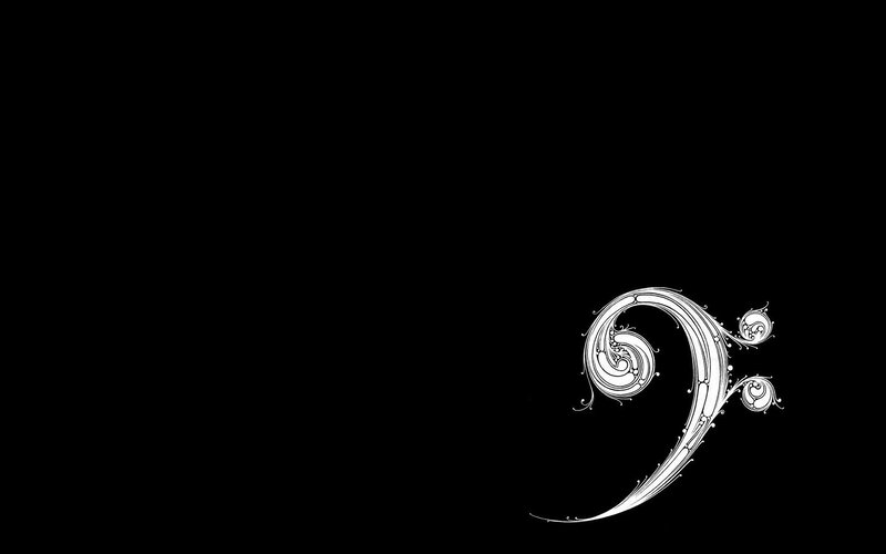 Ornate Bass Clef Symbol — Black, Minimalist, Illustration, Music Note