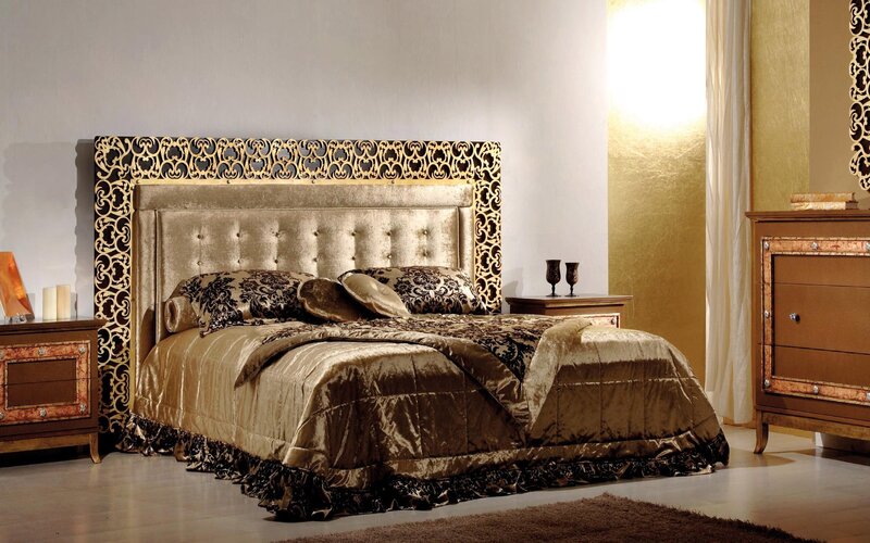 Ornate Bed in Bedroom — Gold