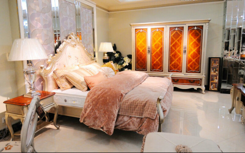 Ornate Bedroom Furniture Set — Beige