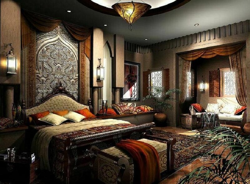 Ornate Bedroom Interior — Brown, Luxurious