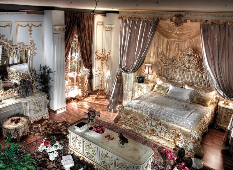 Ornate Bedroom Interior — Gold