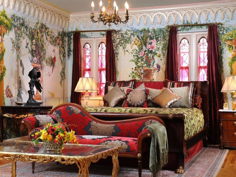 Ornate Bedroom Interior — Red