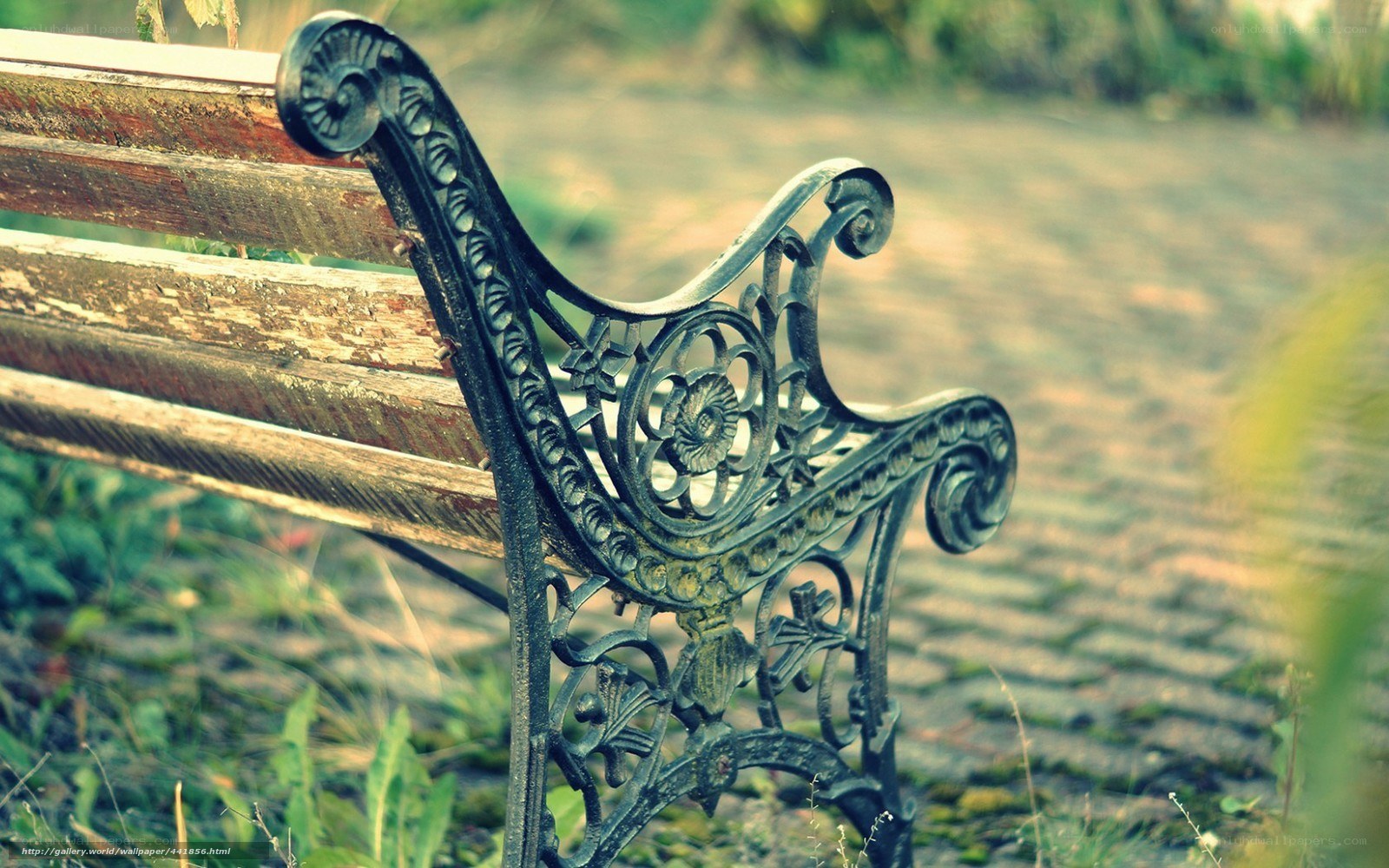ornate bench in park