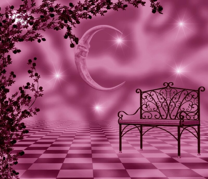 Ornate Bench under Moon