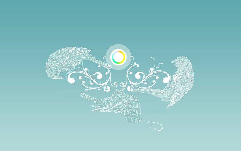 ornate birds with color wheel
