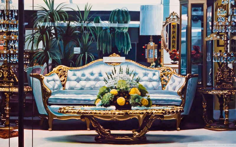 Ornate Blue Sofa — Luxurious