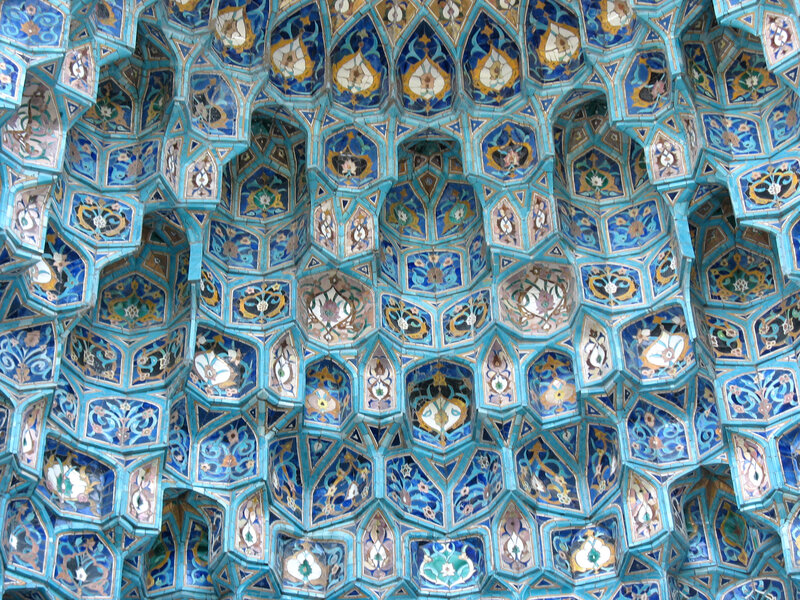 ornate blue tile ceiling