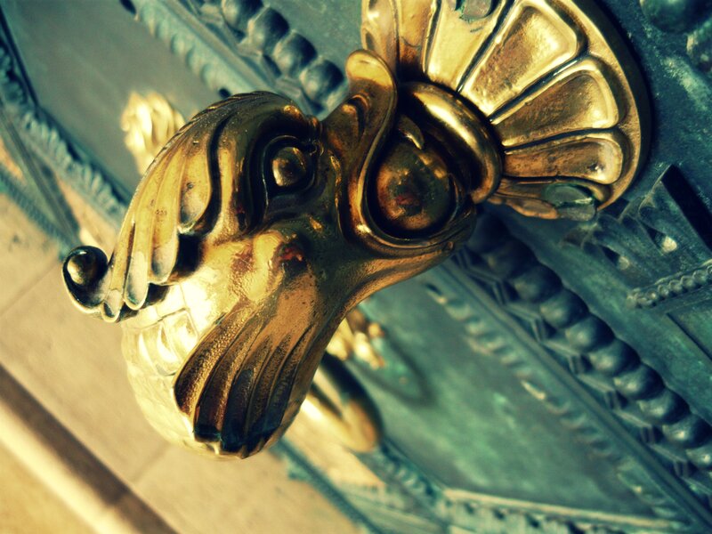 ornate brass door knocker