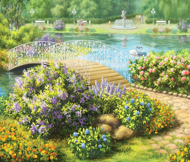 Ornate Bridge in Garden