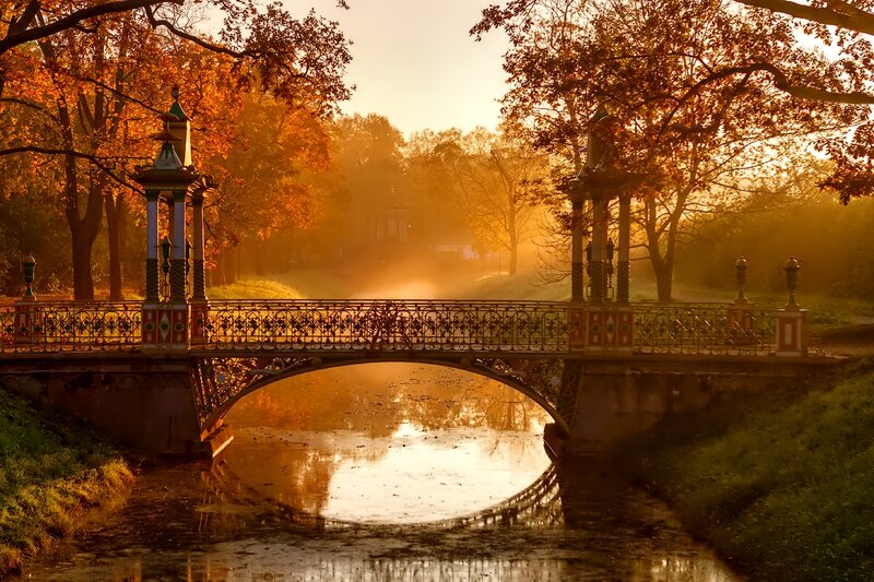 Ornate Bridge in Park — Orange