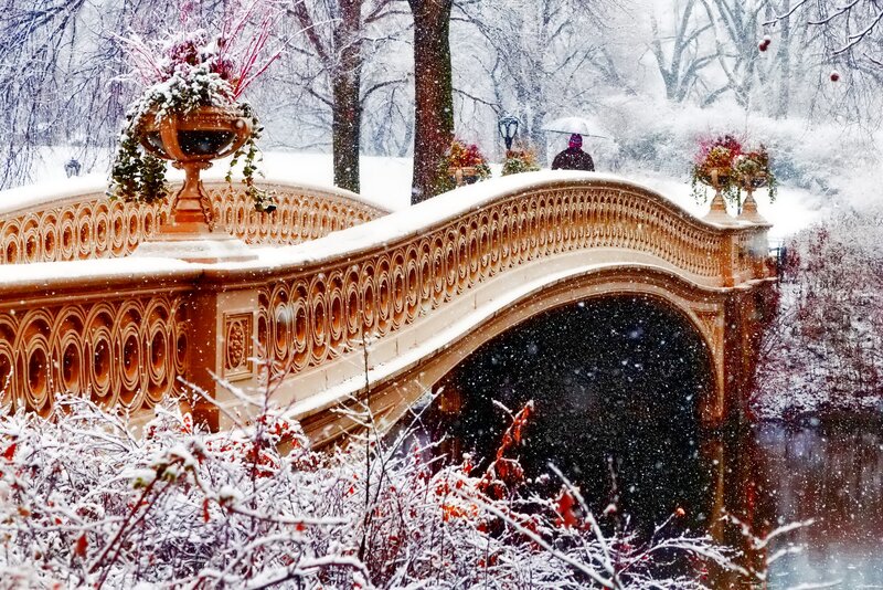 Ornate Bridge in Snow