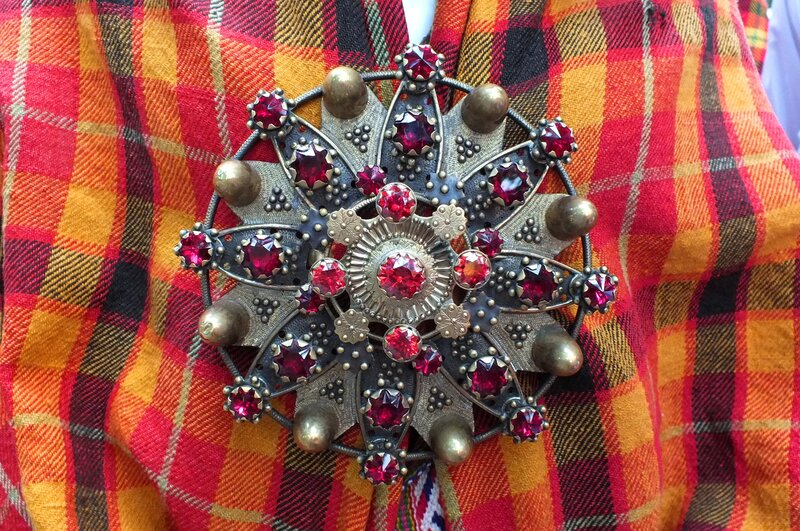 Ornate Brooch on Plaid