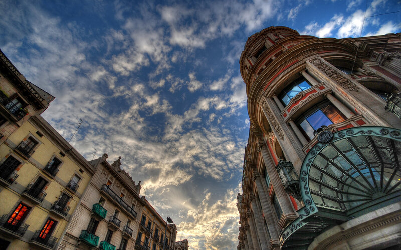 Ornate Building Corner — Blue
