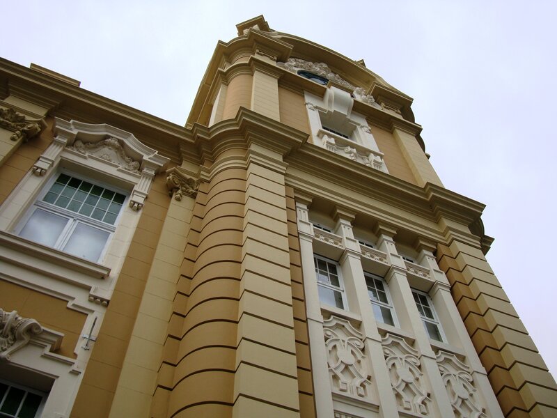 Ornate Building Facade — Beige, Dramatic, Photograph, Windows