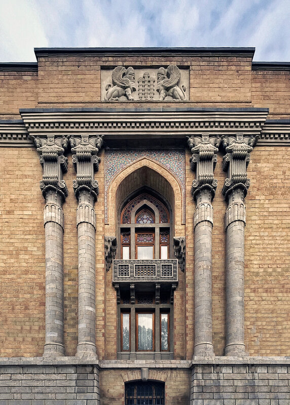 Ornate Building Facade — Brown, Dramatic, Photograph