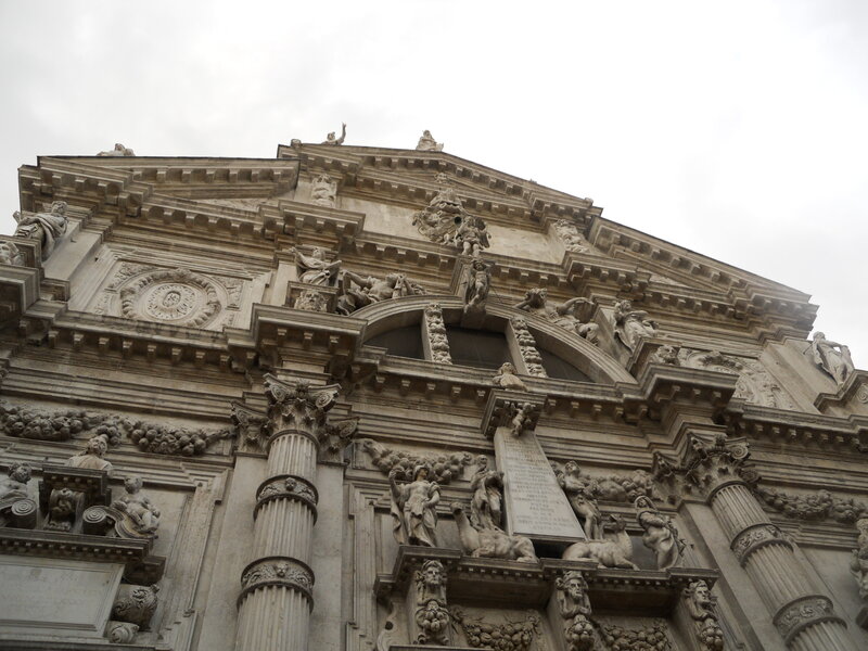 Ornate Building Facade — Gray, Dramatic