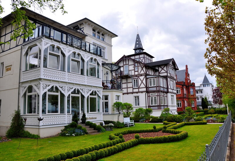 Ornate Buildings in Garden