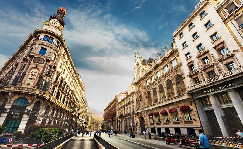 Ornate Buildings on Street