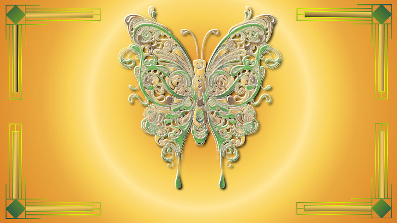 Ornate Butterfly Design — Gold