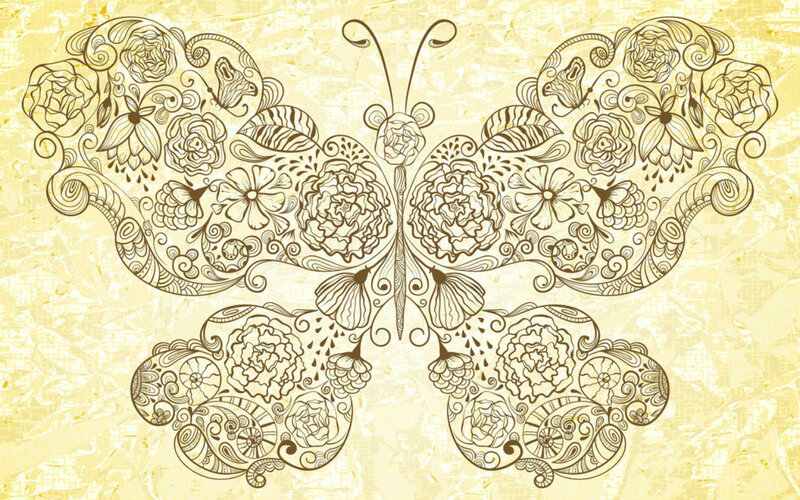 Ornate Butterfly Illustration — Brown