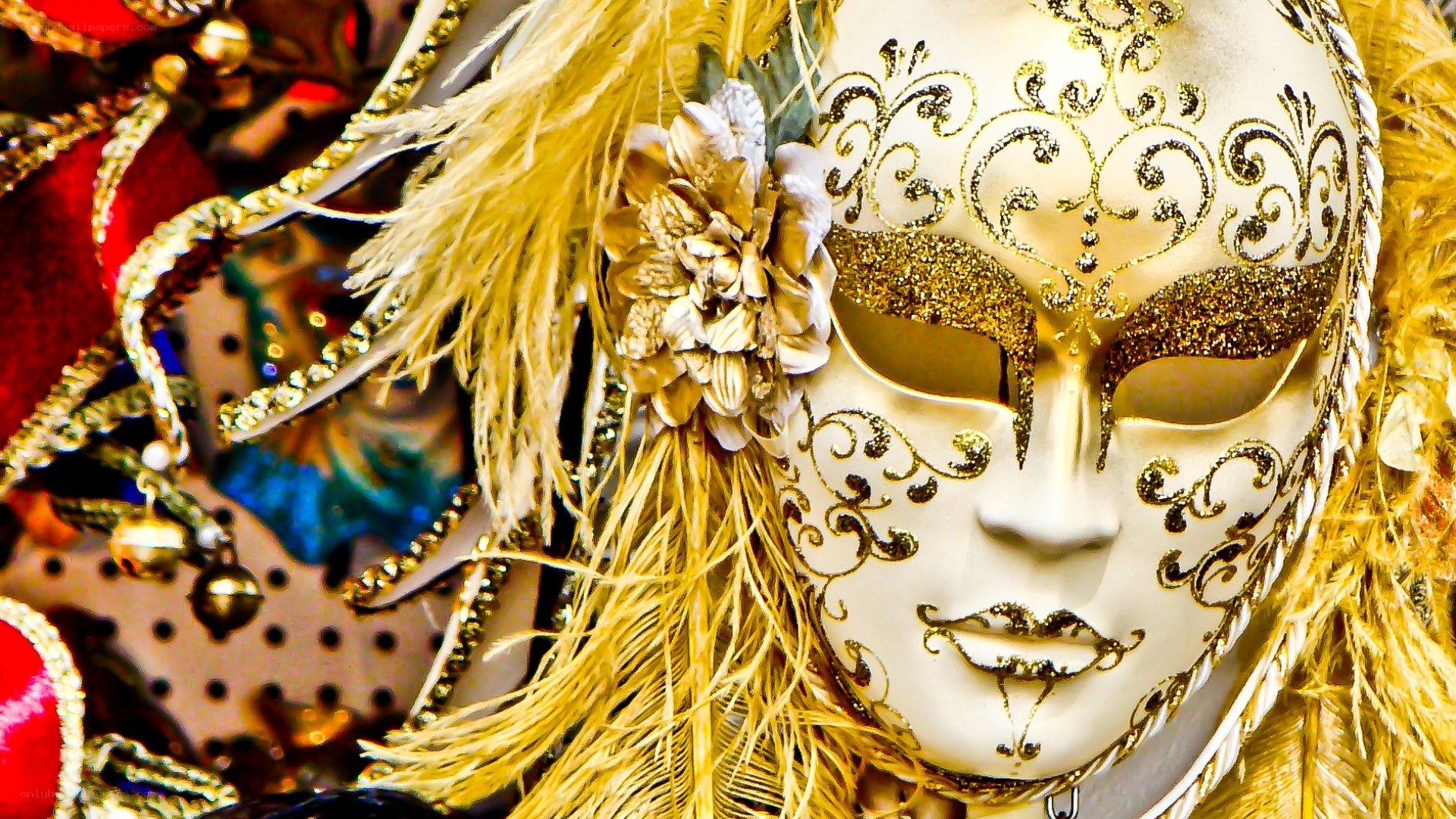 ornate carnival mask with feathers