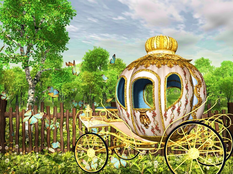 Ornate Carriage in Garden