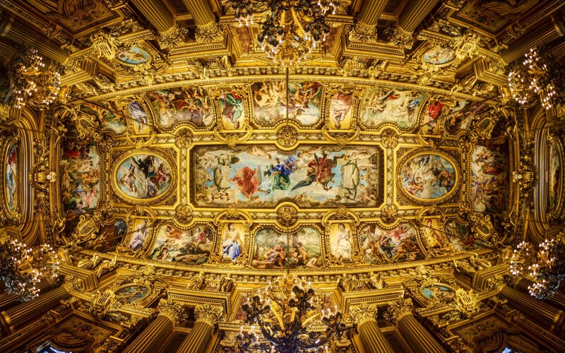 Ornate Ceiling Frescoes — Gold, Opulent