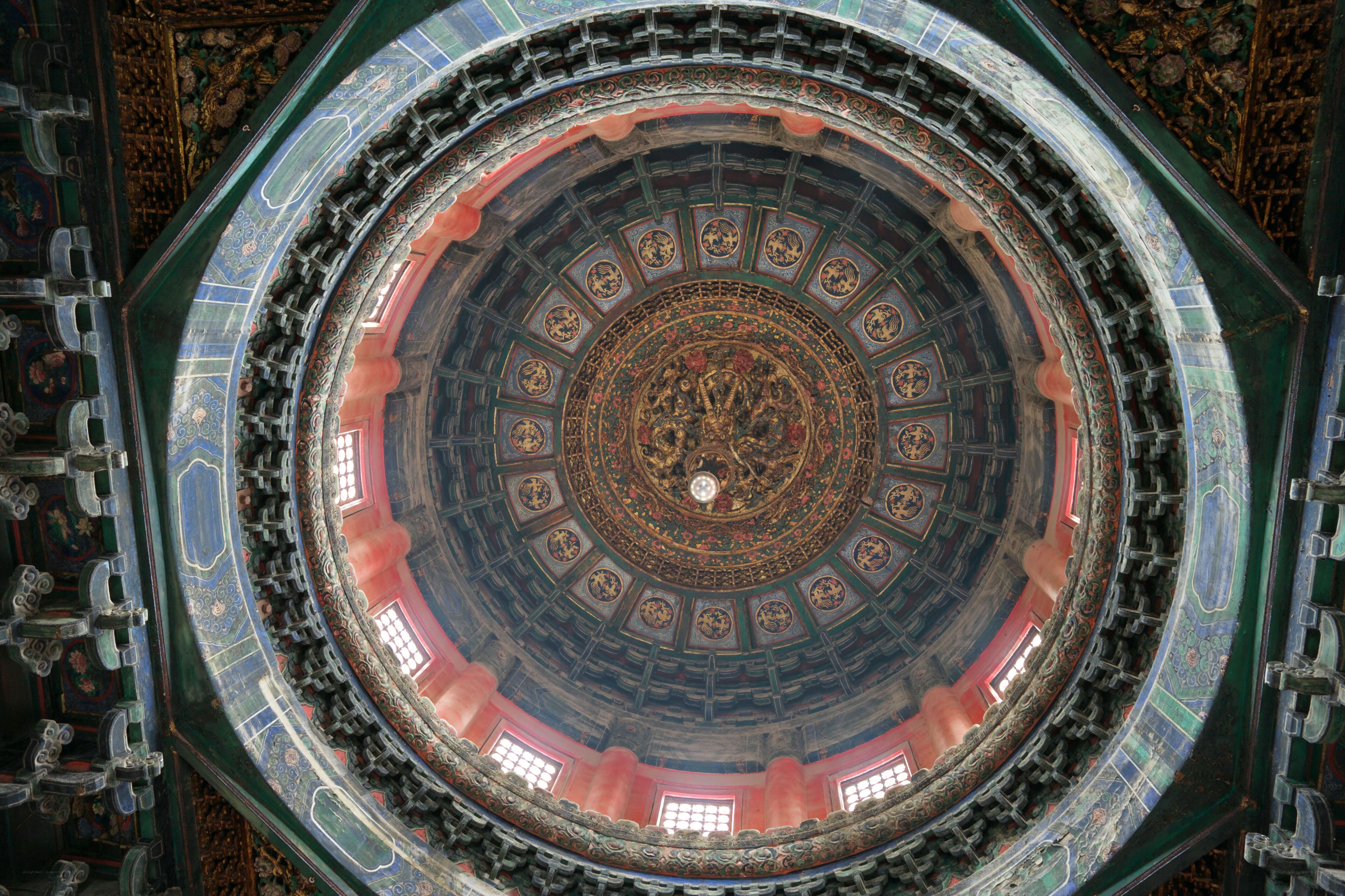 ornate ceiling of a temple