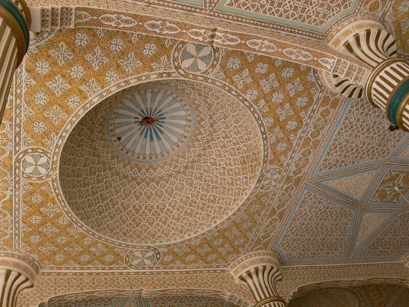 ornate ceiling with geometric patterns
