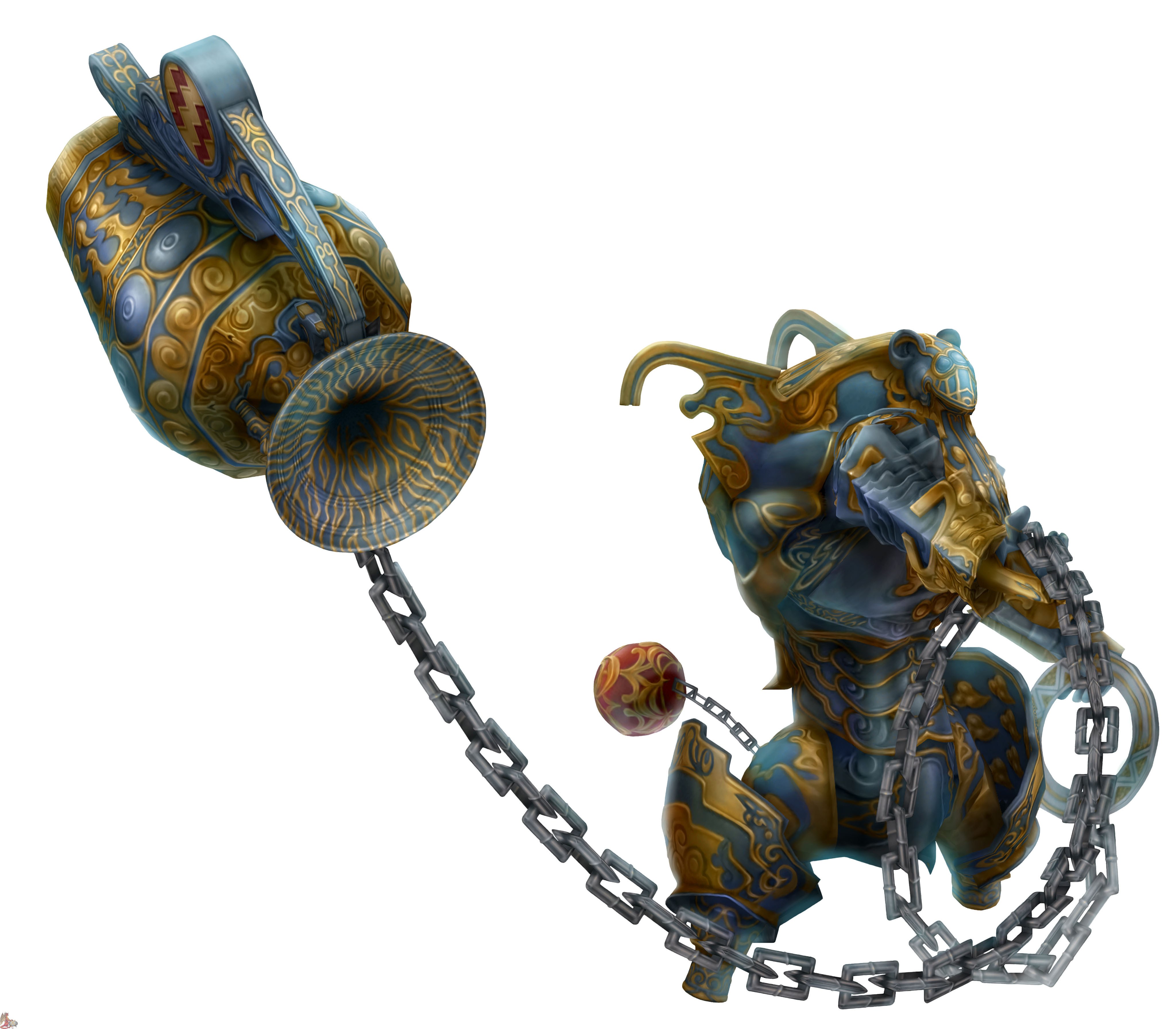 ornate chained weapon and creature