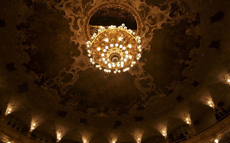 Ornate chandelier in grand hall