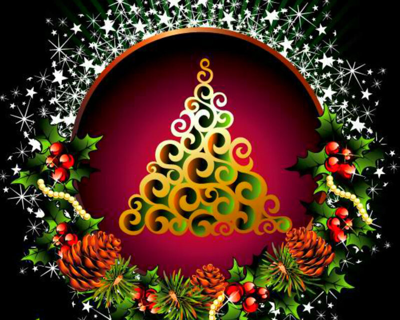 Ornate Christmas Tree Design — Red, Festive