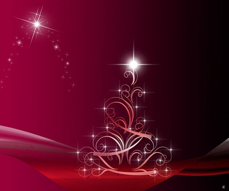 Ornate Christmas Tree Design — Red