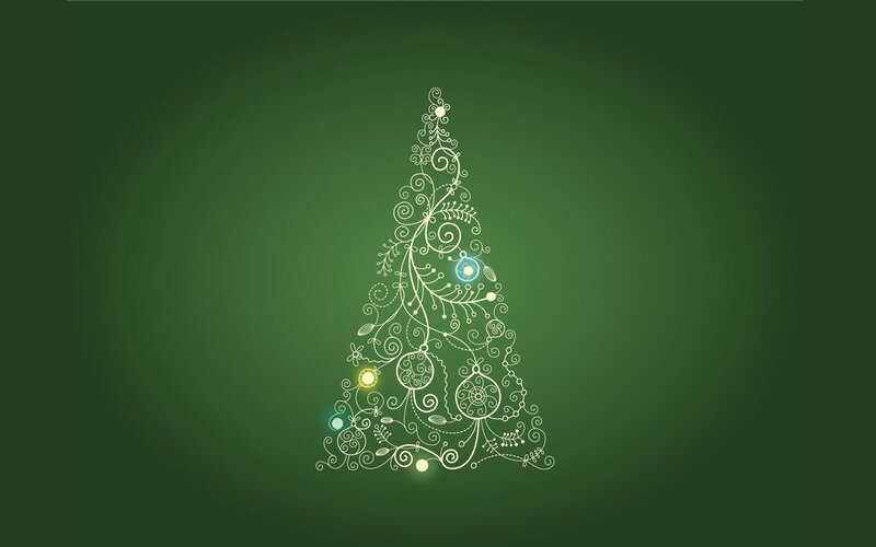 Ornate Christmas Tree — Green, Festive, Winter, Digital Art