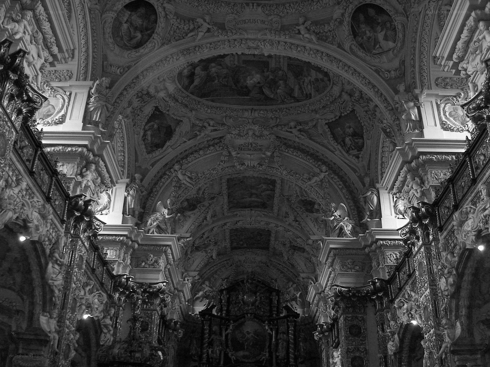 Ornate church ceiling interior