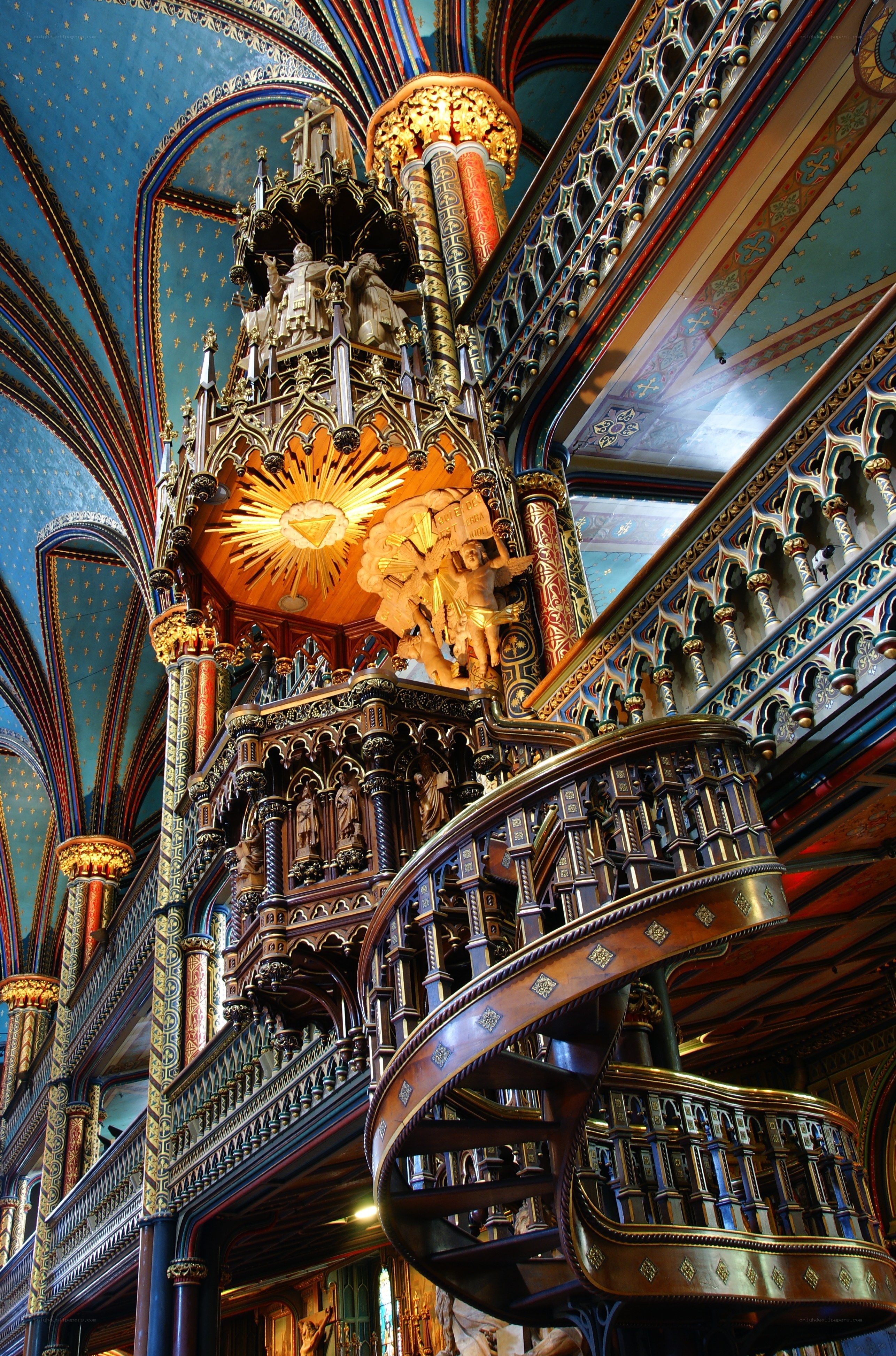 Ornate church pulpit interior