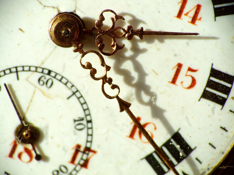 ornate clock hands close-up