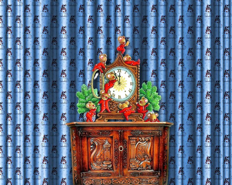 Ornate Clock on Cabinet