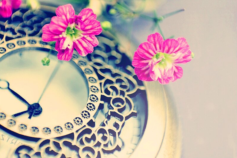 Ornate Clock with Flowers