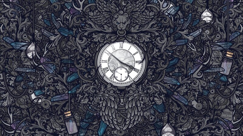 Ornate Clock with Lion Head — Gray