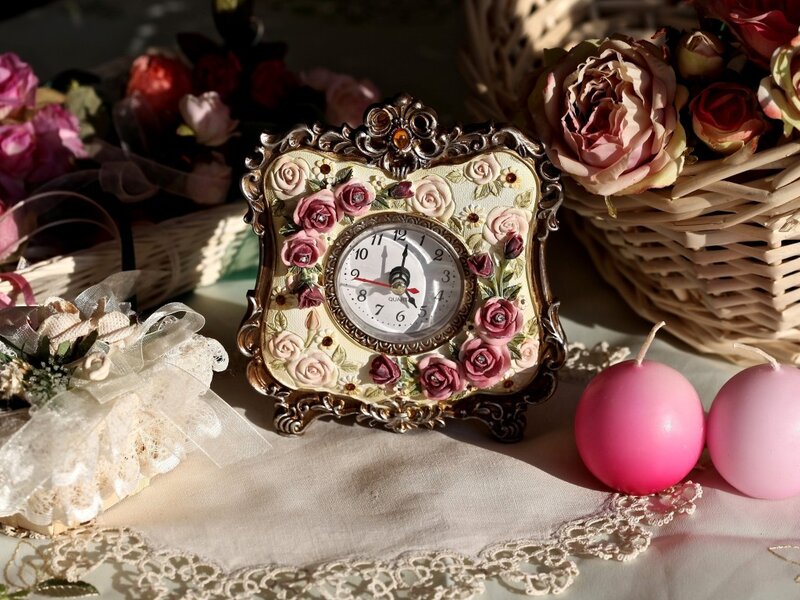 Ornate Clock with Roses